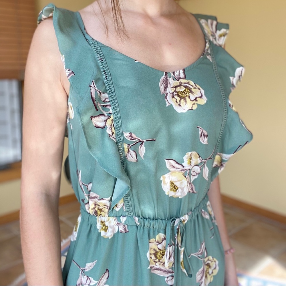 Green with flowers jumpsuit